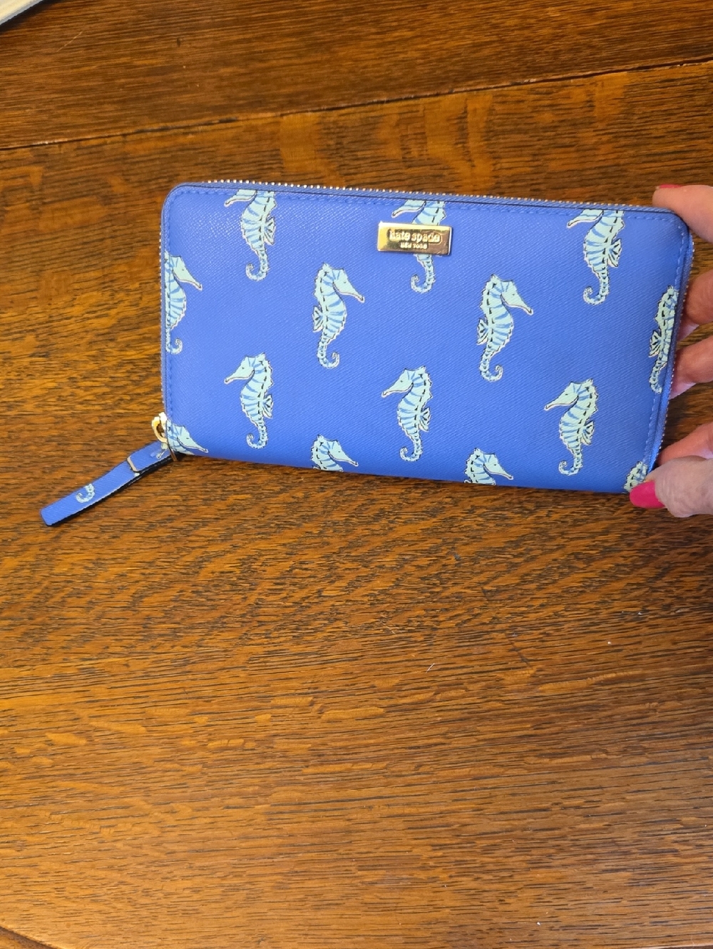 Kate Spade Neda Liberty Street Seaponies Zip Around Leather Wallet - Picture 16 of 16
